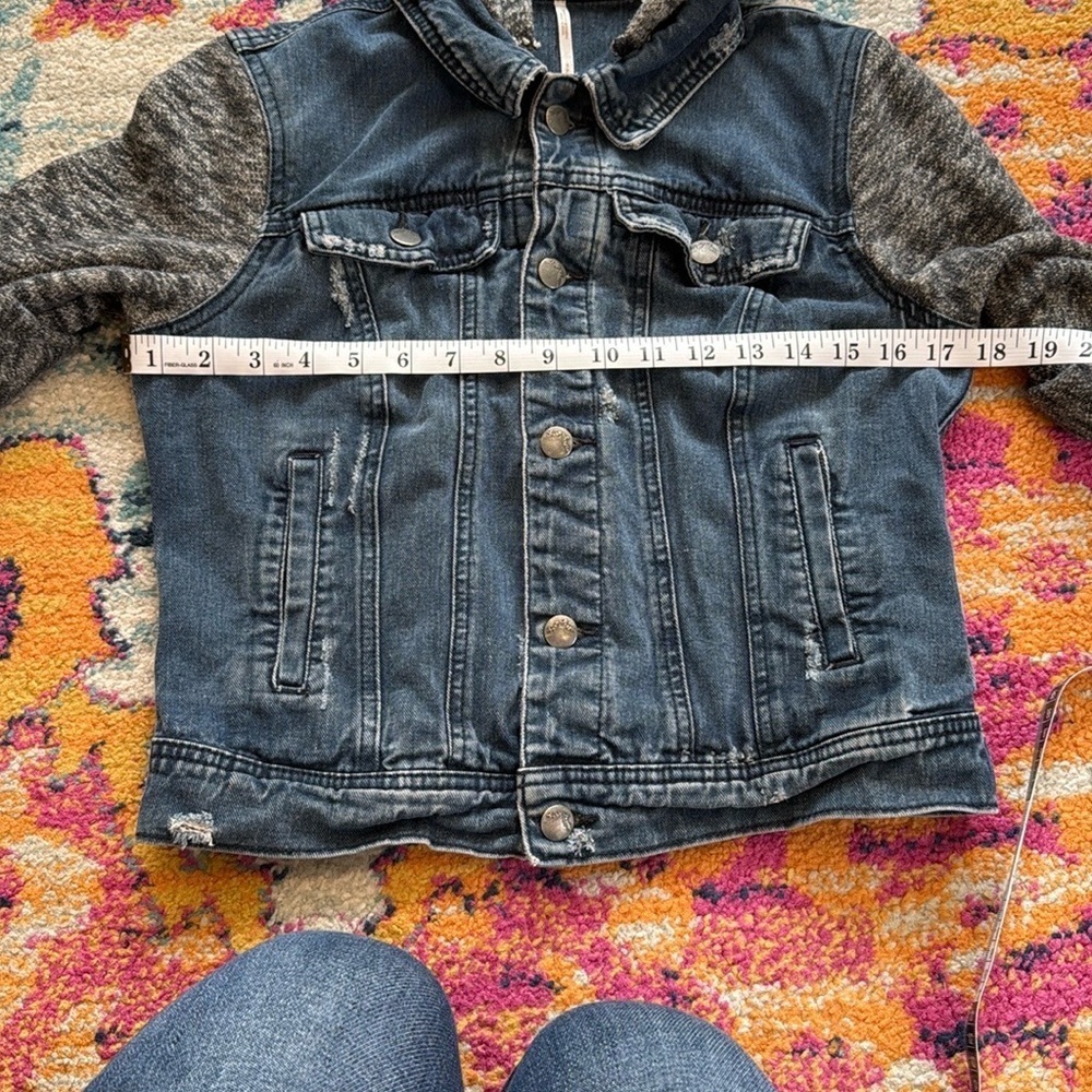 Free People Denim and Gray Hooded Jacket - Picture 4 of 6